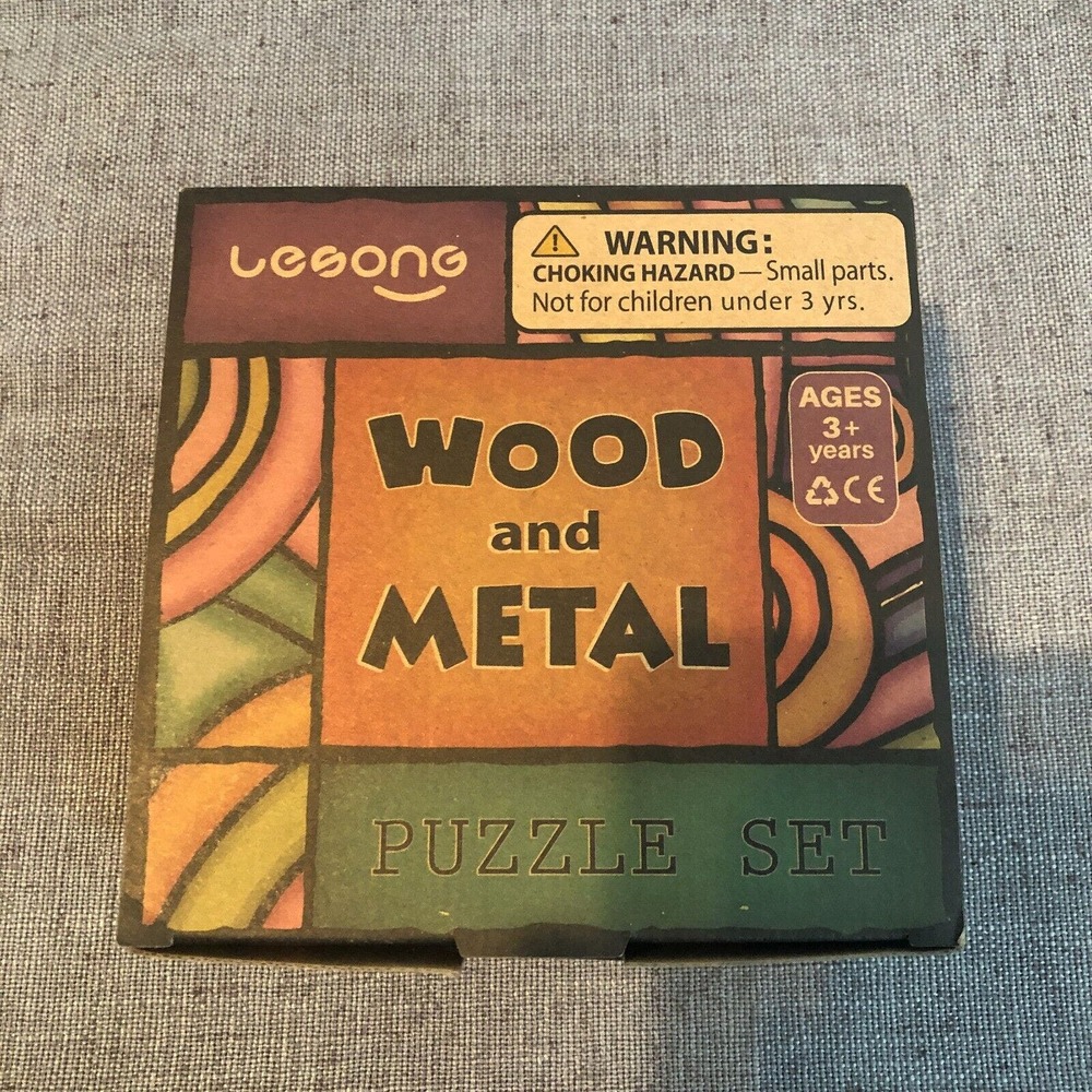 Lesong Wood and Metal Brain Teaser Puzzle Set New With Instructions